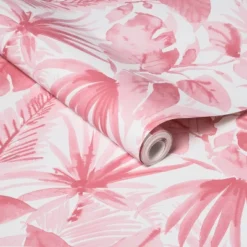 Tropical Leaves Peel & Stick Wallpaper Pink - Opalhouse™: Removable Vinyl, Botanical Leaf Pattern, Self-Adhesive, 27.5 Sq Ft Coverage -Opal House Store GUEST 2043c5c7 65ab 4ab3 bf52 a21288eb13b9