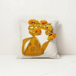 Floral Watering Pitcher Square Throw Pillow With Tassels - Opalhouse™ Designed With Jungalow™ -Opal House Store GUEST 295bbf4a 7932 4570 9c93 22f266108cb5