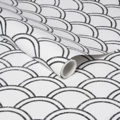 Scallops Peel & Stick Wallpaper Black/White - Opalhouse™: Removable Vinyl, Self-Adhesive, Washable, 27.5 Sq Ft Coverage -Opal House Store GUEST 36bdc80c 2454 4554 ba71 972df09ef6d3