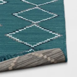 5' X 7' Soft Moroccan Tapestry With Double Knot Fringe Woven Outdoor Rug Teal - Opalhouse™ -Opal House Store GUEST 3a15645d 40e3 4c67 92df d55f6ad30a10