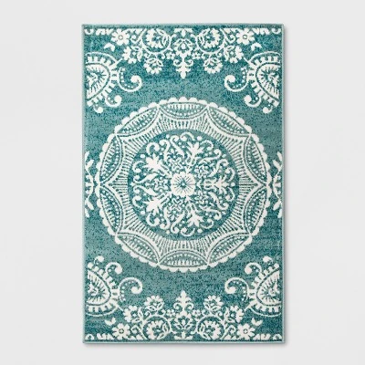 Vintage Medallion Outdoor Rug Turquoise - Opalhouse 4 Vintage Medallion Outdoor Rug Turquoise - Opalhouse - Image 4
