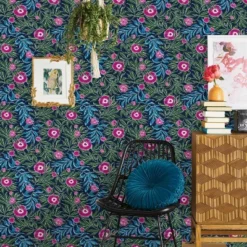 Marker Floral Peel & Stick Wallpaper Blue - Opalhouse™: Removable, Self-Adhesive, Bohemian, Botanical, Washable -Opal House Store GUEST 4bd2c609 f7e5 4434 87eb 1a3def5b43e5