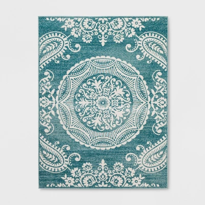 Vintage Medallion Outdoor Rug Turquoise - Opalhouse 3 Vintage Medallion Outdoor Rug Turquoise - Opalhouse - Image 3