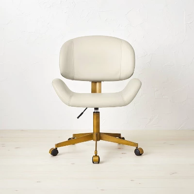Mahonia Faux Leather Office Chair Cream/Aged Brass - Opalhouse™ Designed With Jungalow™ 2 Mahonia Faux Leather Office Chair Cream/Aged Brass - Opalhouse™ Designed With Jungalow™ - Image 2