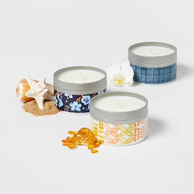 12.15oz Tin Gift Set Silver With Embossed Lid Blue Candle - Opalhouse™ 2 12.15oz Tin Gift Set Silver With Embossed Lid Blue Candle - Opalhouse™ - Image 2