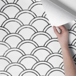 Scallops Peel & Stick Wallpaper Black/White - Opalhouse™: Removable Vinyl, Self-Adhesive, Washable, 27.5 Sq Ft Coverage -Opal House Store GUEST b519ab13 7e47 4143 bd7b 337350ec0828