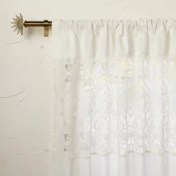 1pc Sheer Banded Geo Macrame Window Curtain Panel White - Opalhouse™ Designed With Jungalow™ -Opal House Store GUEST e45ca8b5 c8fb 4bcd 9418 e1344d66992c
