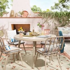 Leona 46" Round Crushed Bamboo Stamped Steel Top Patio Dining Table - Opalhouse™ -Opal House Store GUEST f04b764c a584 4bfe b9ea 6c0ea8ed5c2c